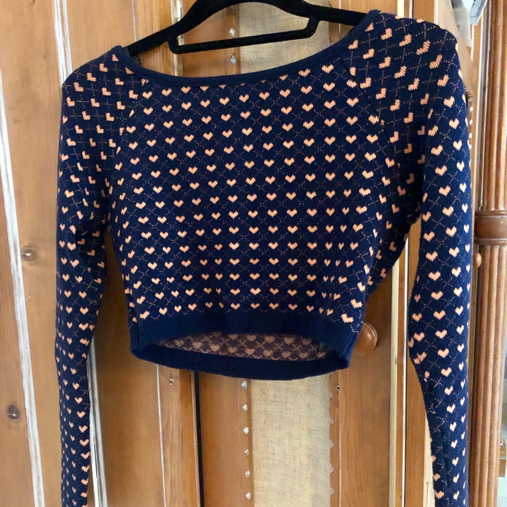 Forever 21 Heart Crop Sweater/ Top